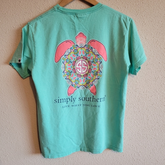 Simply Southern Collection Girl MED Pink Paisley Sea Turtle Cotton Graphic Tee - Picture 4 of 8